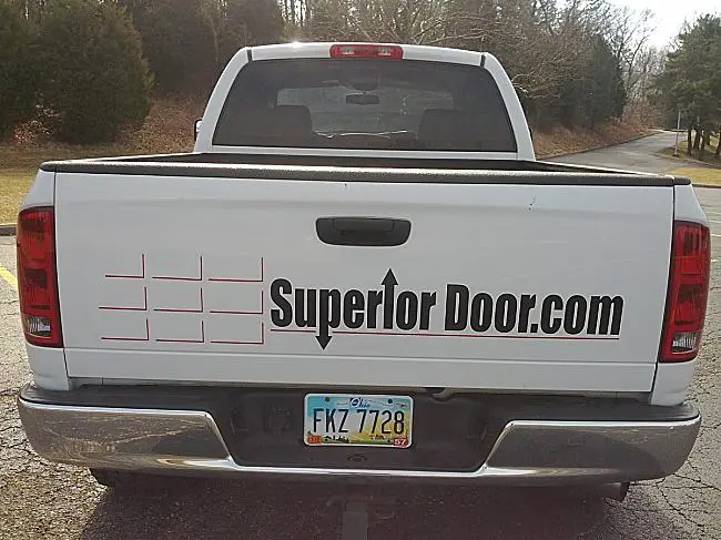 Back view of Superior Door truck